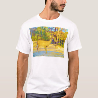 Musturd Coloured Deer with light blue T-Shirt