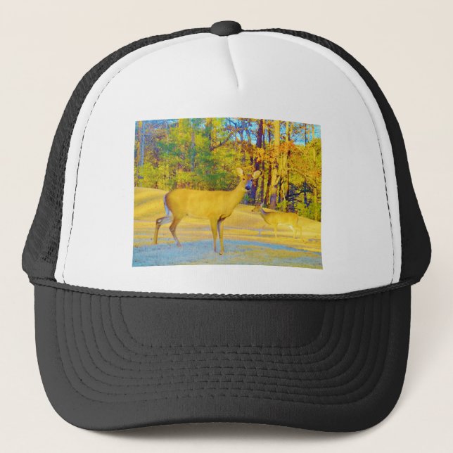 Musturd Coloured Deer with light blue Trucker Hat (Front)