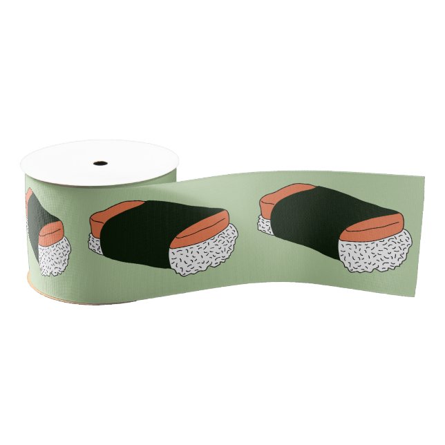 Musubi Sushi Hawaiian Food Pattern Grosgrain Ribbon (Spool)