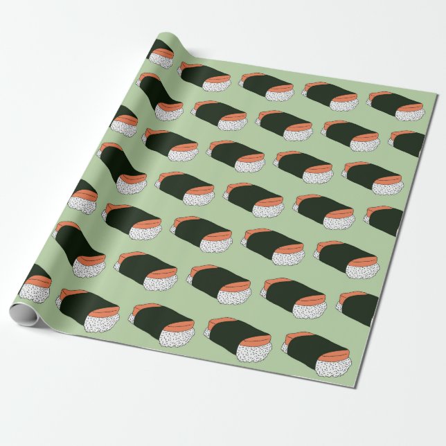 Musubi Sushi Hawaiian Food Pattern Wrapping Paper (Unrolled)