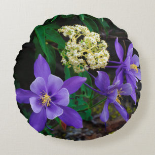 Mutant Columbine Wildflowers Round Cushion