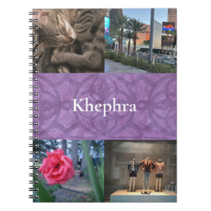 Mute Purple Batik Collage and Name  Notebook