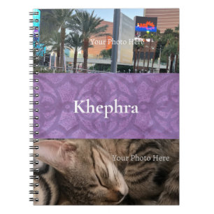 Mute Purple Batik Name and Photo Collage Notebook