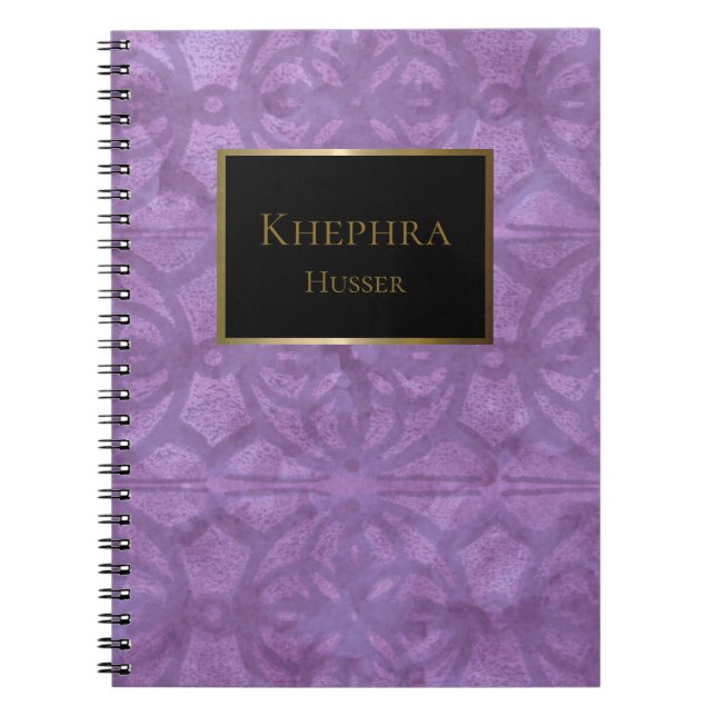 Mute Purple Black And Gold Name Notebook (Front)