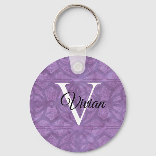 Mute Purple Watercolor Key Ring (Front)