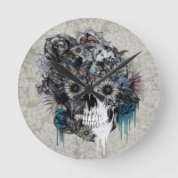 Mute, sunflower skull damask