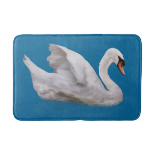 Mute Swan on Blue Bath Mat
