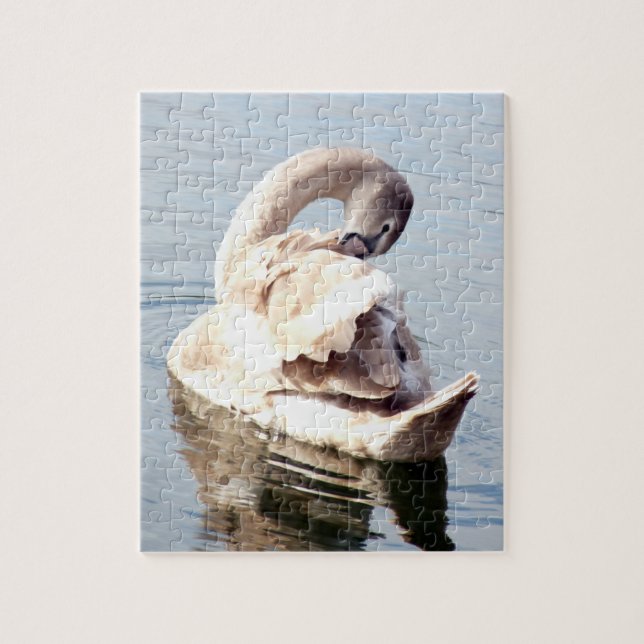 Mute Swan Preening Jigsaw Puzzle (Vertical)