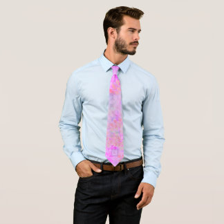 Muted Amethyst Raspberry Leaves Monogram Wedding Tie