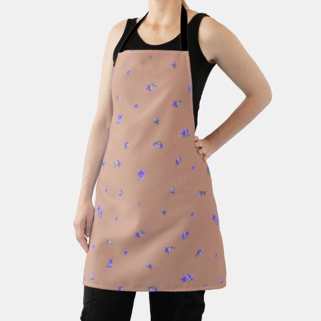 Muted Apricot Balloon Flower Floral Pattern Apron (Insitu)
