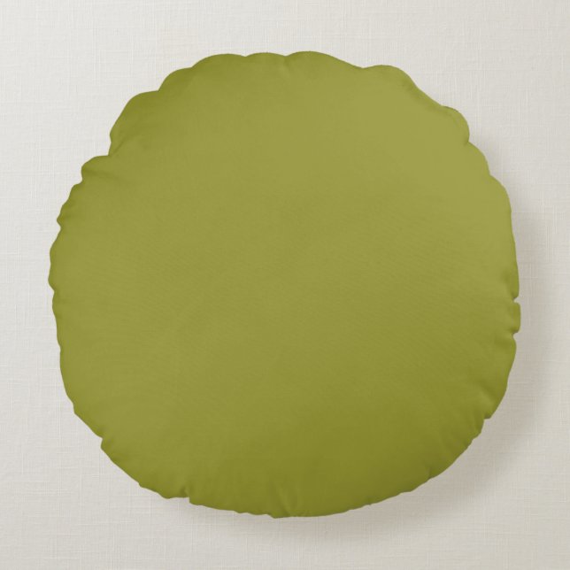 Muted Army Olive Green solid plain colour Custom Round Cushion (Front)