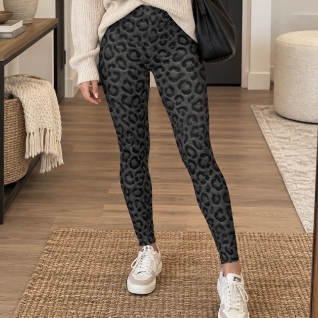 Muted Black Leopard Print Leggings (Creator Uploaded)