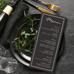  Muted Black & White Modern Minimalist Wedding Menu