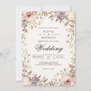 Muted Bloom Archway Romance Wedding Invitation