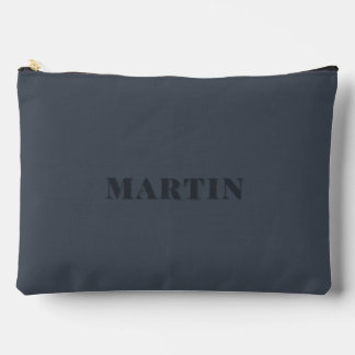 muted blue, ash blue custom name accessory pouch