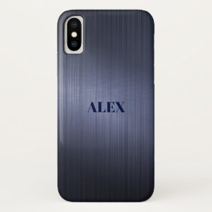 Muted Blue Metallic Brush Aluminium Look Case-Mate iPhone Case
