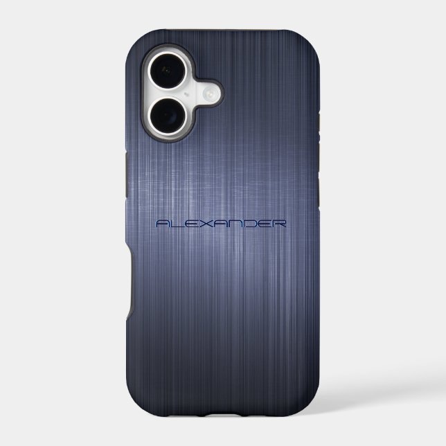 Muted Blue Metallic Look Pattern-Monogram (Back)
