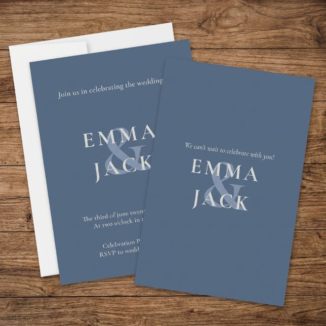 Muted Blue Minimal Wedding Invitation (Muted Blue Minimal Wedding Invitation.)