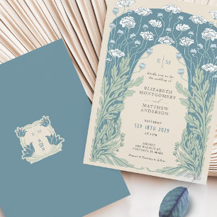 Muted Blues, Greys and White Vintage Art Deco Invitation
