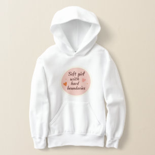 Muted blush and warm oat quotes AI art kid hoodie