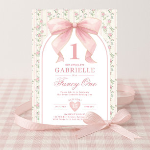 Muted Blush Bow Fancy One Love Shack 1st Birthday Invitation
