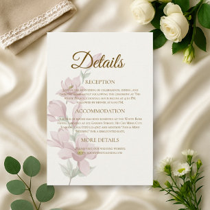 Muted Blush Magnolia Wedding Details Card