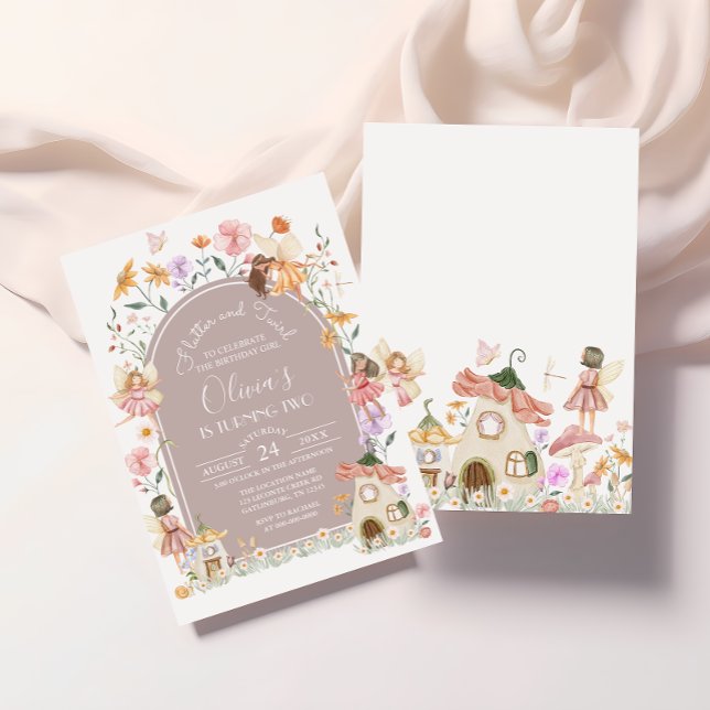 Muted Blush Wildflower Fairy Birthday Invitation (Creator Uploaded)