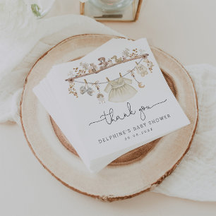 Muted Bohemian Baby Clothes Girl Baby Shower Napkin