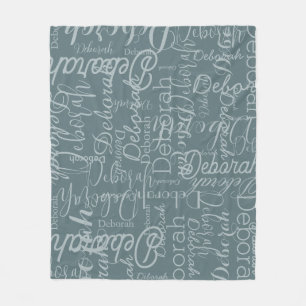 Muted Boho Blue Undertone Names Fleece Blanket