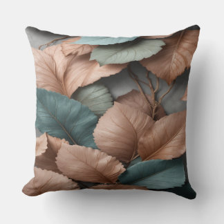 Muted Botanical Leaf Accent Throw Pillow