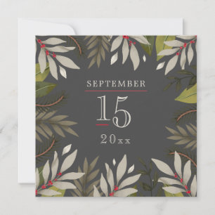 Muted Botanicals GREY Save The Date Card