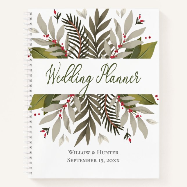 Muted Botanicals Wedding Planner Notebook (Front)