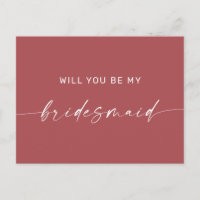 Muted Brick Red Modern Boho Bridesmaid Proposal