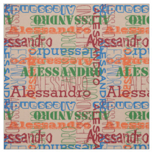 Muted Brights Modern Name Collage Fabric