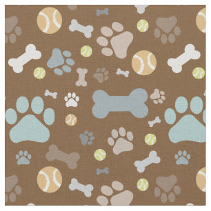 Muted Brown Dog Paw Print Pattern Fabric