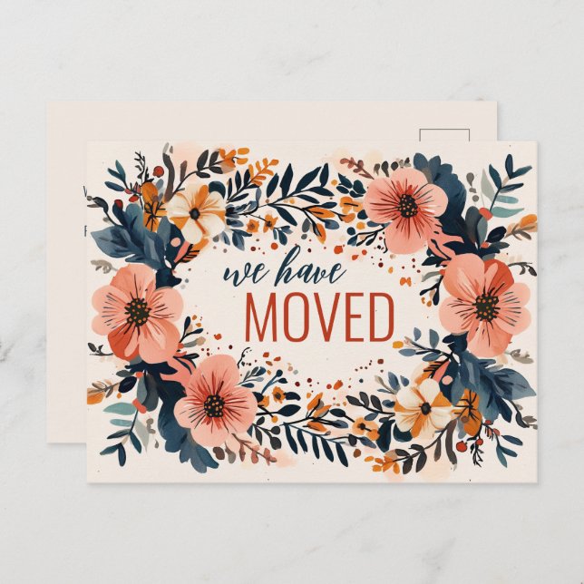 Muted Chic Florals We Have Moved New Address  Postcard (Front/Back)