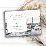Muted Coastal Boats at Harbour Seascape Wedding Save The Date<br><div class="desc">Coastal Boats at Harbour Seascape Theme Collection.- it's an elegant script watercolor Illustration of pastel Harbour Side Boats ,  perfect for your harbour destination wedding & parties. It’s very easy to customise,  with your personal details. If you need any other matching product or customisation,  kindly message via Zazzle.</div>