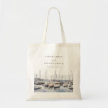 Muted Coastal Boats at Harbour Seascape Wedding Tote Bag<br><div class="desc">Coastal Boats at Harbour Seascape Theme Collection.- it's an elegant script watercolor Illustration of pastel Harbour Side Boats ,  perfect for your harbour destination wedding & parties. It’s very easy to customise,  with your personal details. If you need any other matching product or customisation,  kindly message via Zazzle.</div>