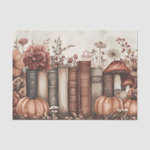Muted colored fall pumpkins and books tissue paper