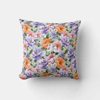Muted Colorful Flowers Boho flower Cushion