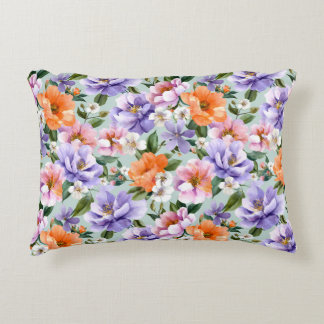Muted Colorful Flowers Boho flower Decorative Cushion