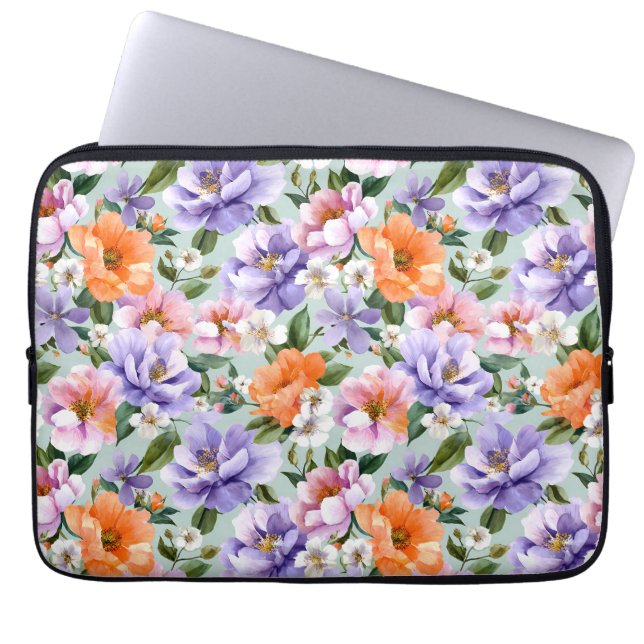 Muted Colorful Flowers Boho flower  Laptop Sleeve (Front)