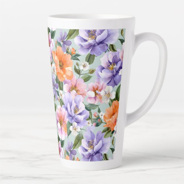 Muted Colorful Flowers Boho flower  Latte Mug (Right)