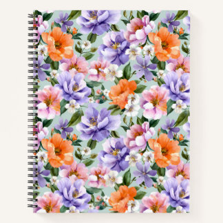 Muted Colorful Flowers Boho flower  Notebook