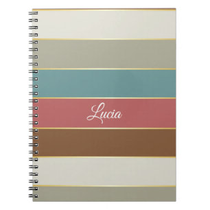 Muted Colour Gold Custom Summer Colour Block Strip Notebook