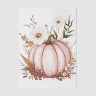 Muted coloured fall pumpkin and flowers tissue paper