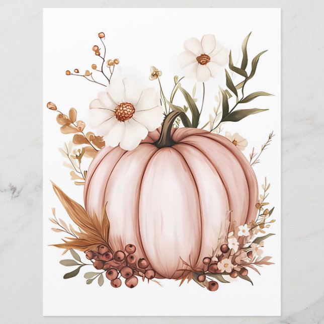 Muted coloured fall pumpkin scrapbook paper (Front)