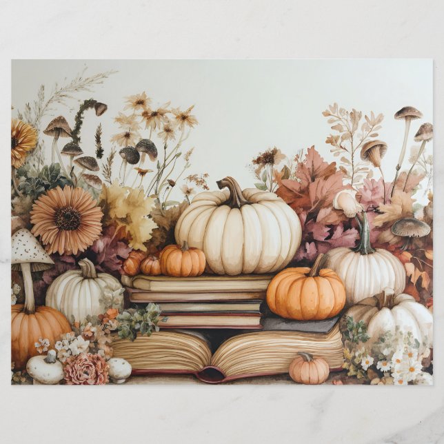 Muted coloured fall pumpkin scrapbook paper (Front)