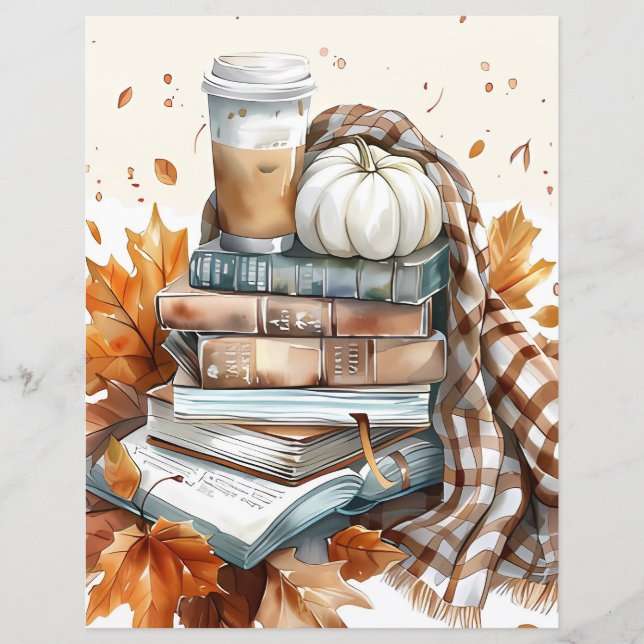 Muted coloured fall pumpkin scrapbook paper (Front)