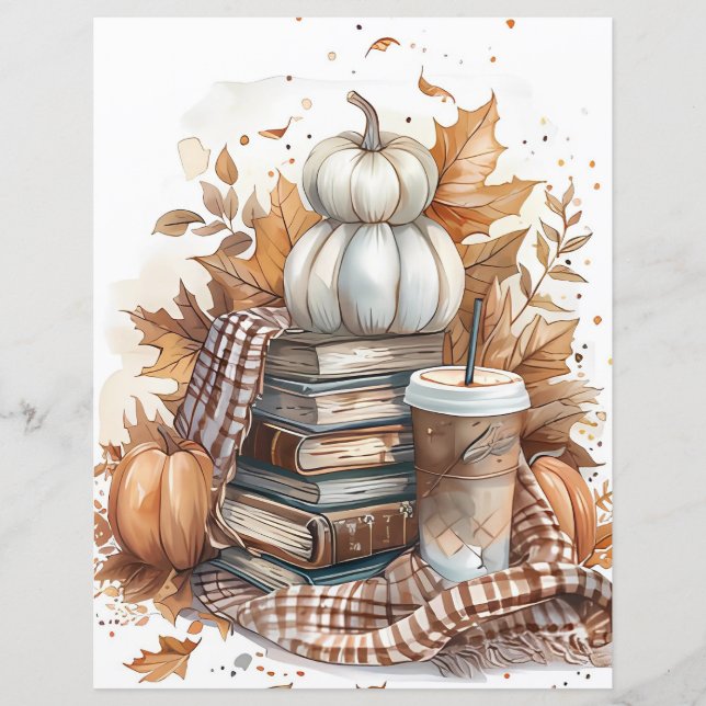 Muted coloured fall pumpkin scrapbook paper (Front)